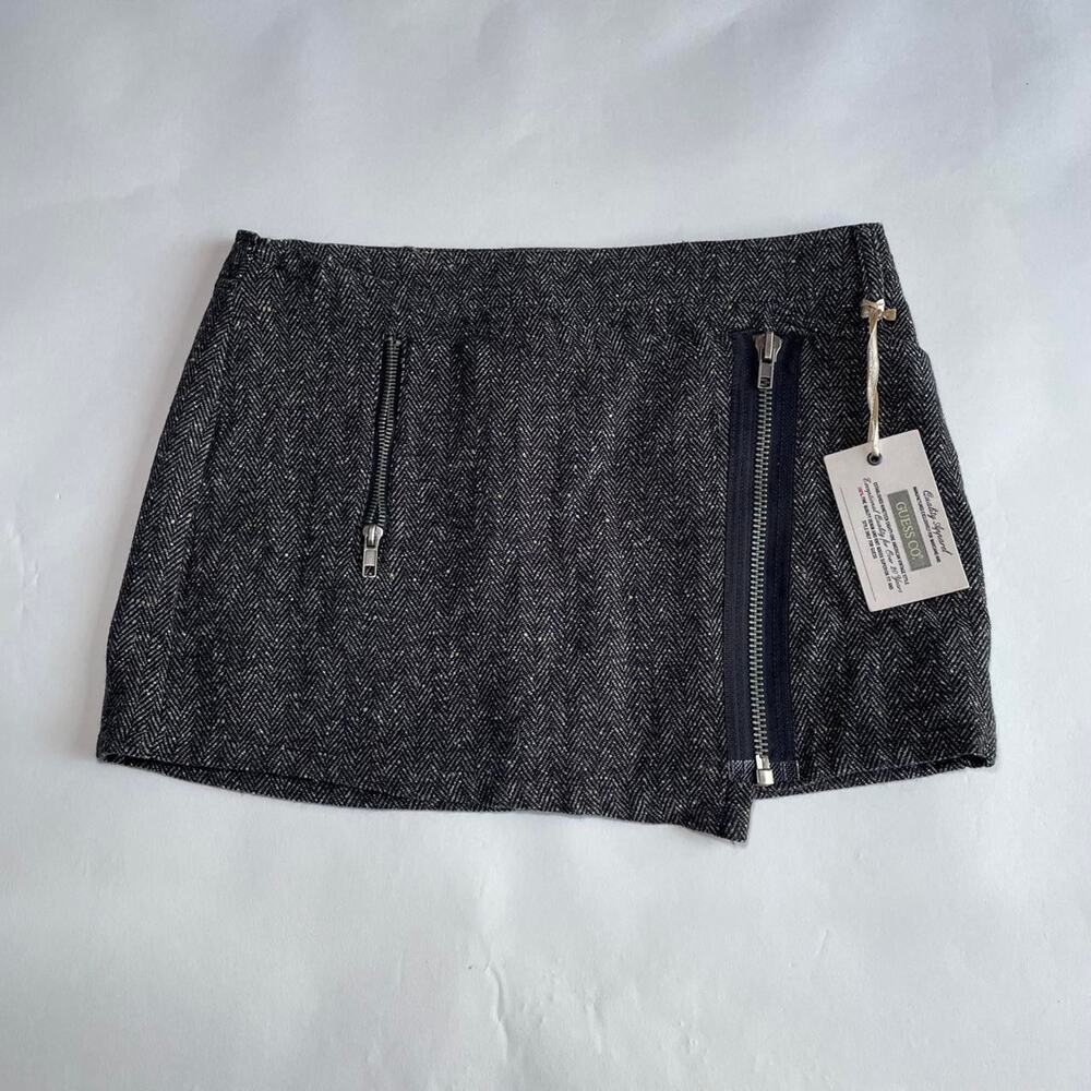Vintage Guess Mini Skirt Gray Tweed Pattern - Size 26 XS